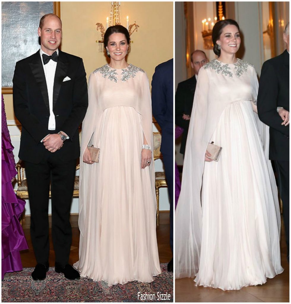 Duchess Of Cambridge In Alexander McQueen @ Dinner at Royal Palace in Oslo