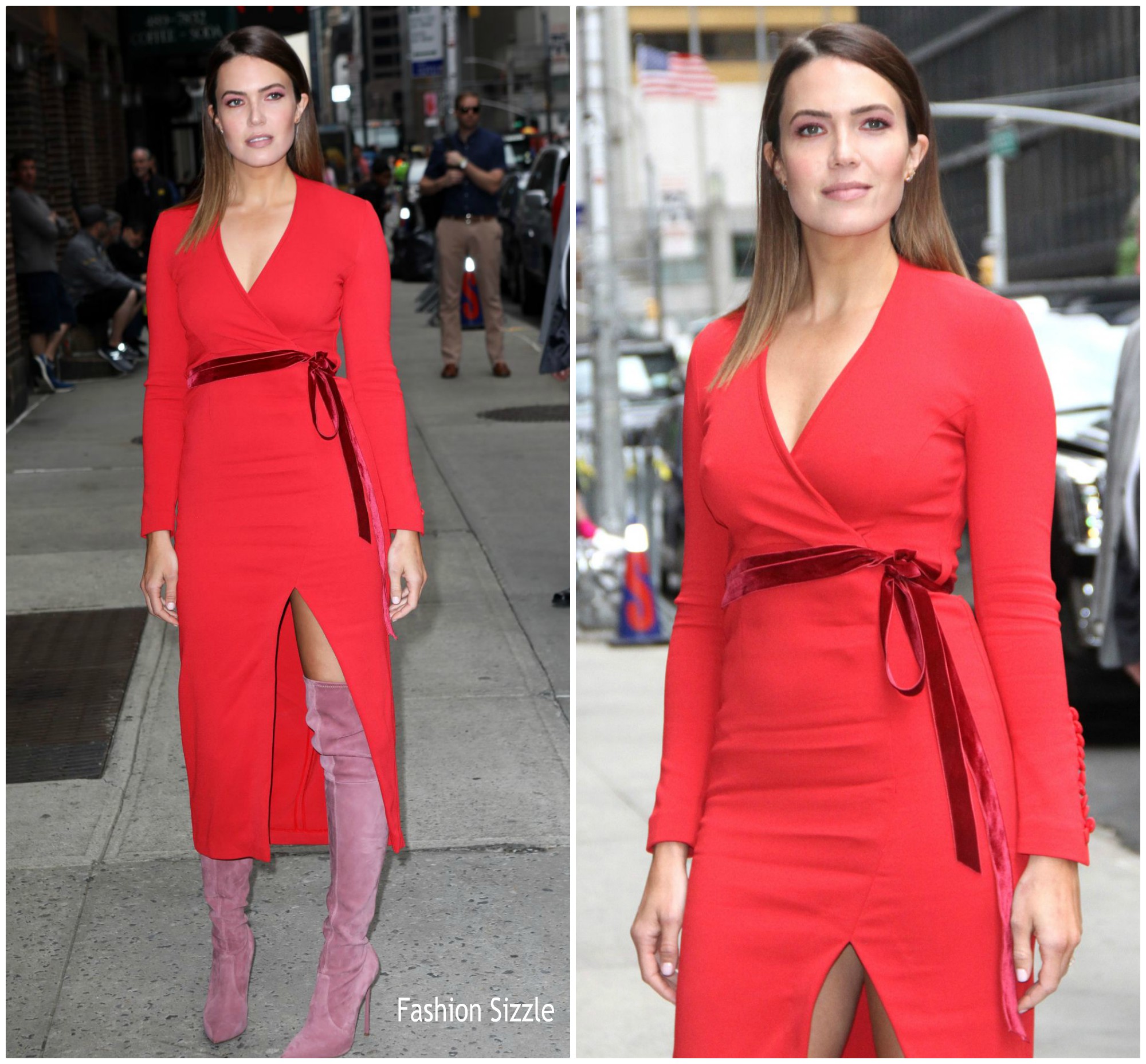 Mandy Moore In Adam Lippes  @ Late Show With Stephen Colbert