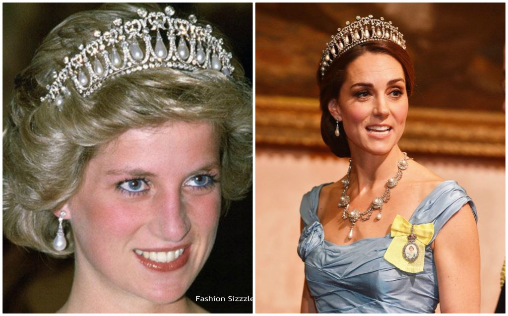 Kate Middleton wears Princess Diana’s Tiara & diamond Necklace @ State ...