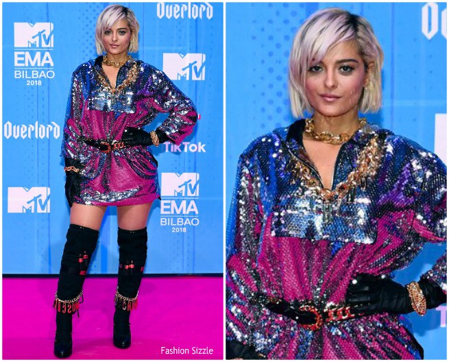 Bebe Rexha In   Moschino  @ 2018  MTV EMAs