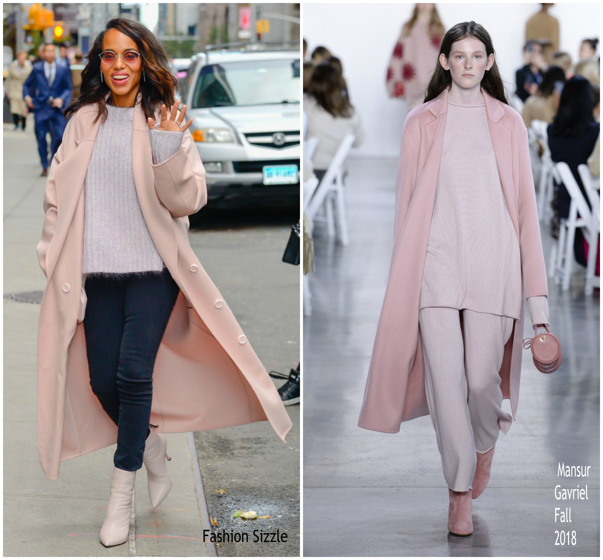 Kerry Washington In Mansur Gavriel, Tanya Taylor & J Brand  @ The Late Show with Stephen Colbert