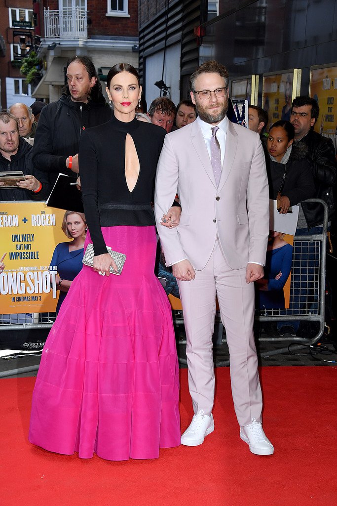 Charlize Theron (in Givenchy Haute Couture) and Seth Rogen (in Paul Smith) @ ‘Long Shot’ London Premiere