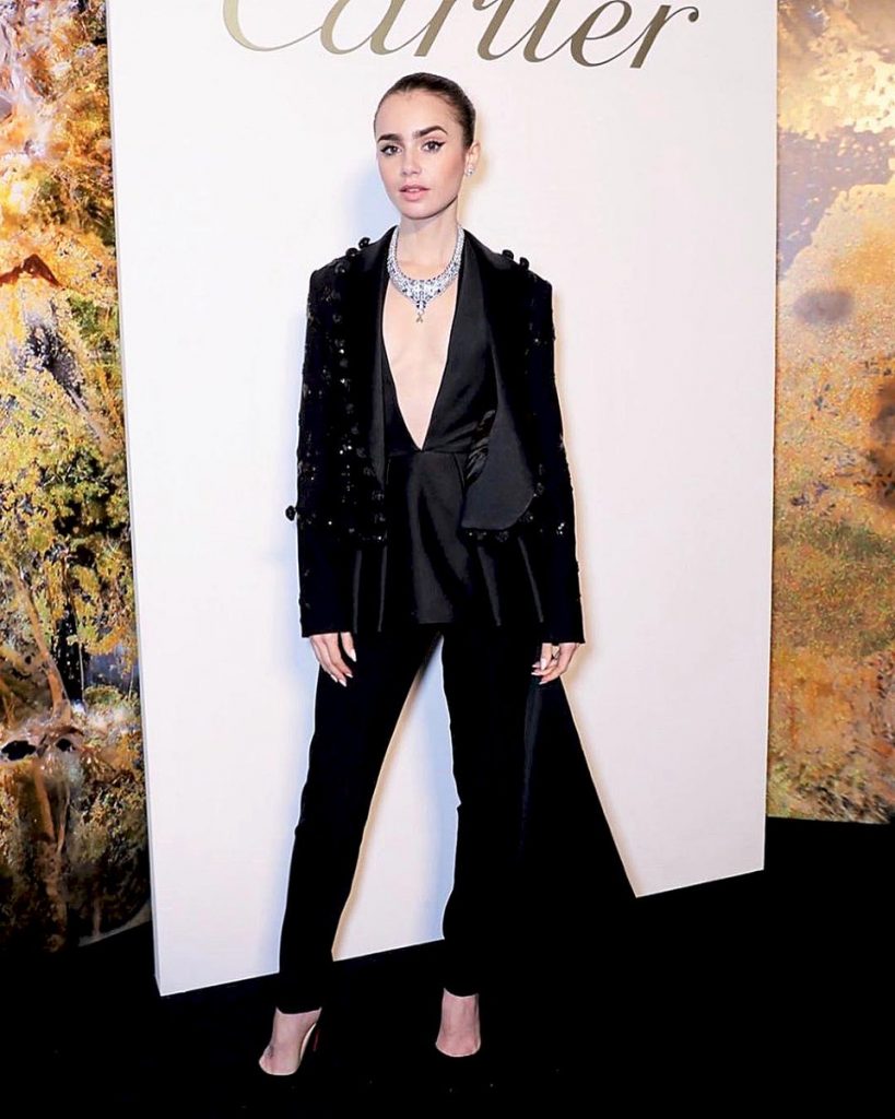 Lily Collins In Elie Saab @ Cartier Magnitude Dinner