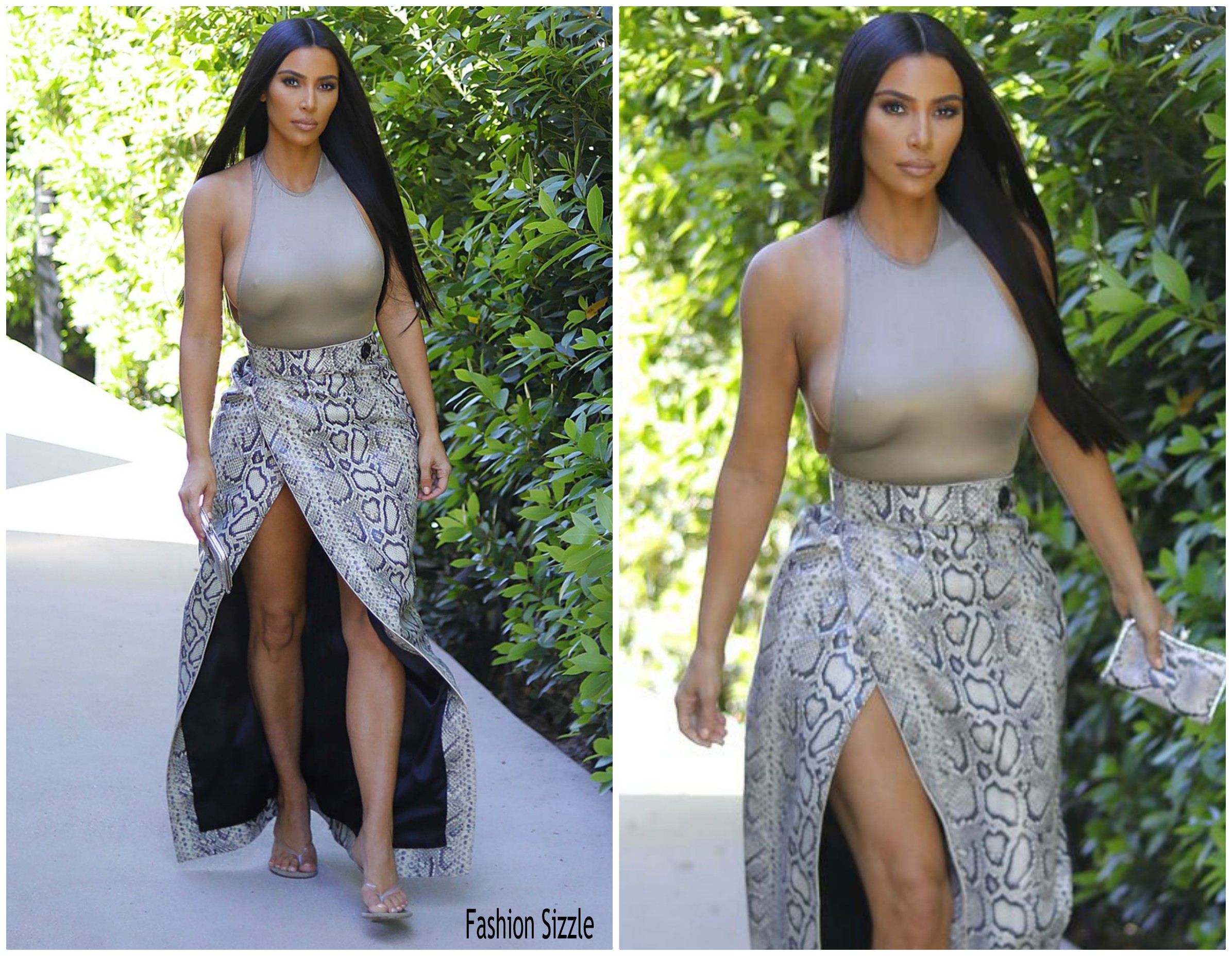 Kim Kardashian In Kwaidan Editions Python Wrap Skirt  @  Dinner At George E Baldi