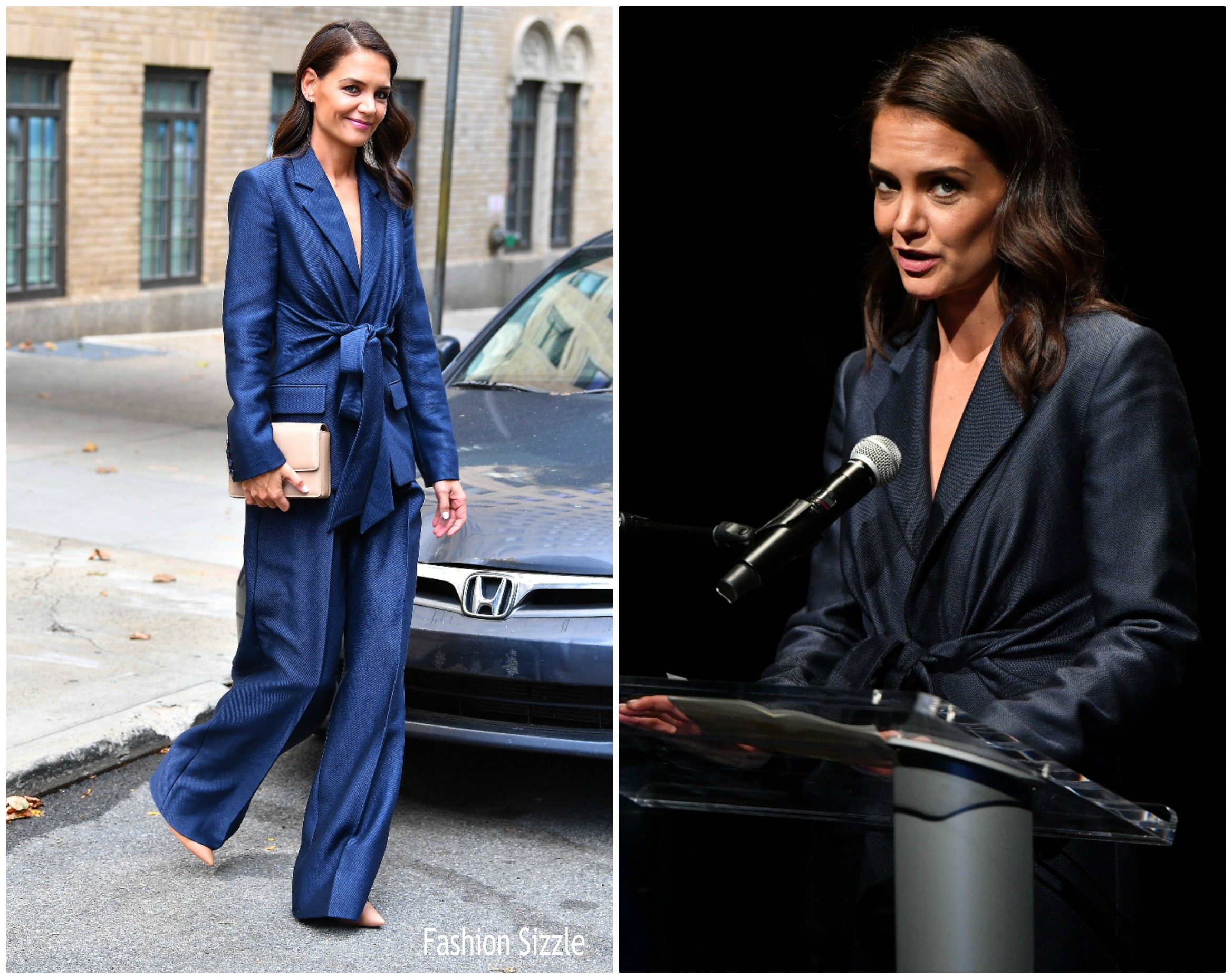 Katie Holmes  In Gabriela Hearst @  Global Citizen Press Conference 2019