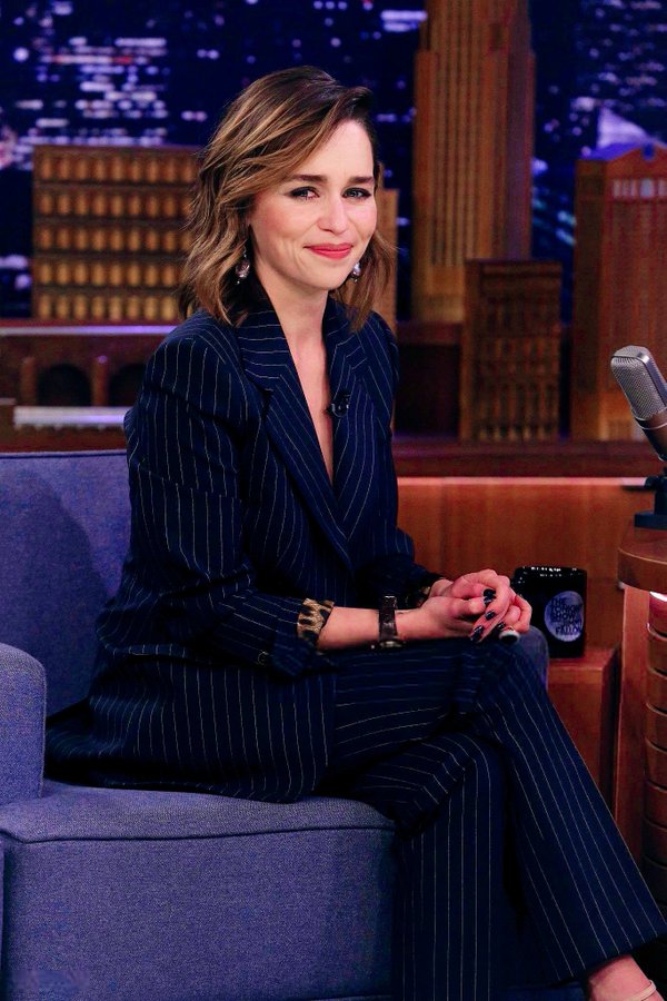 Emilia Clarke In Dolce & Gabbana Suit @ Tonight Show Starring Jimmy Fallon  | Digital Magazine