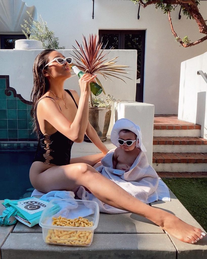 Shay Mitchell In Tory Burch Swimsuit Enjoying Pool Side – Instagram Pic |  Digital Magazine