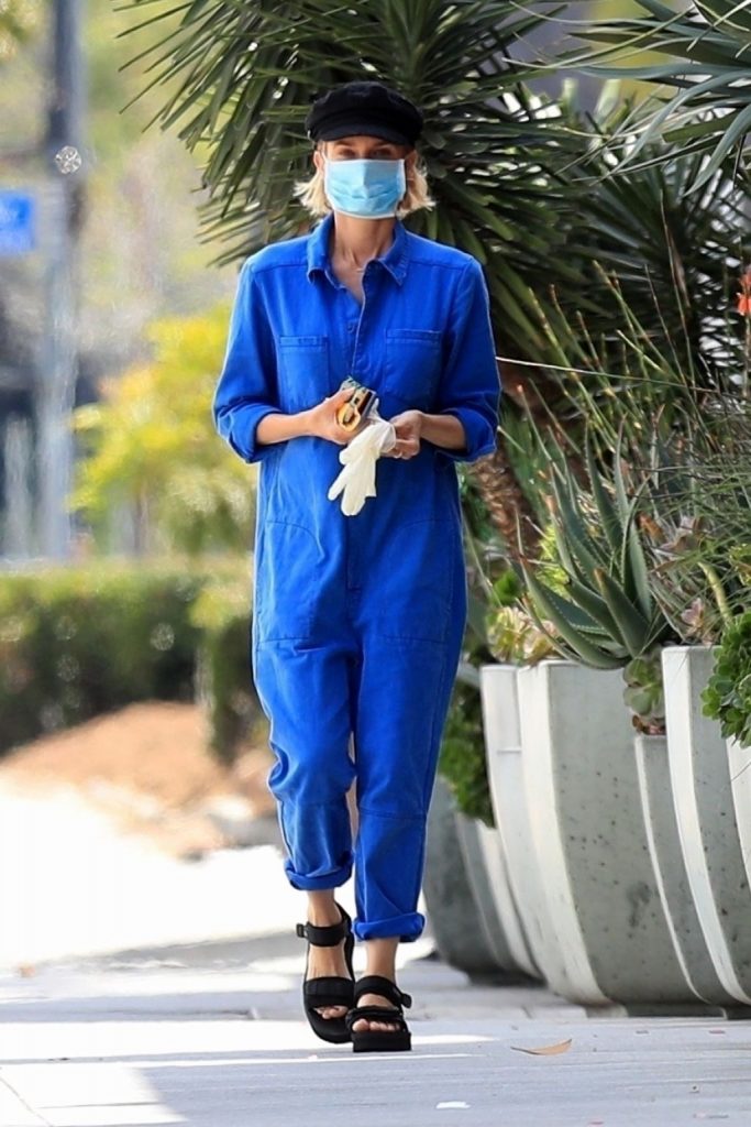 Diane Kruger Rocks Jumpsuit & Face Mask – Out in LA