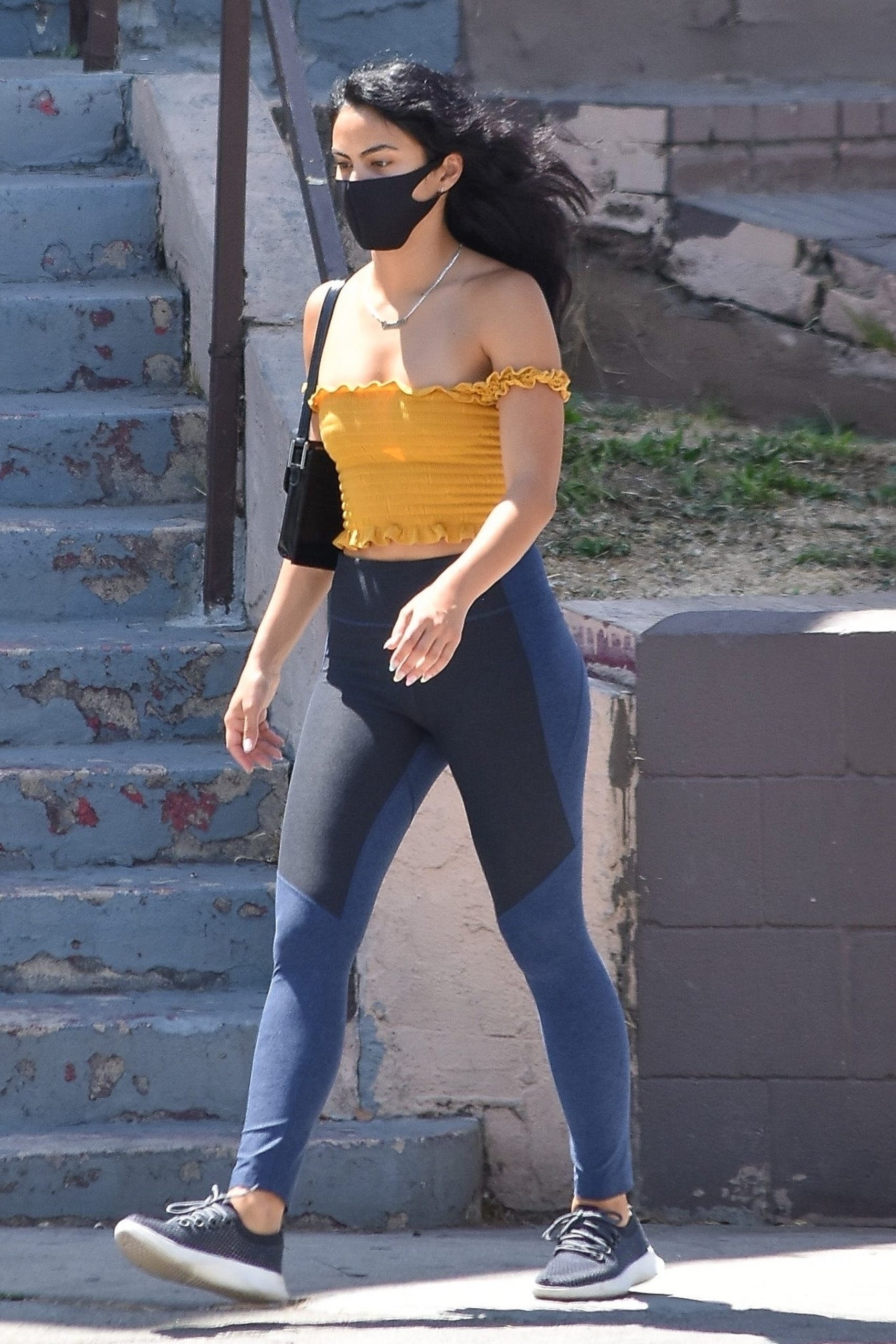 Camila Mendes’ In Off-Shoulder Top Mustard Yellow  Top – August 15, 2020