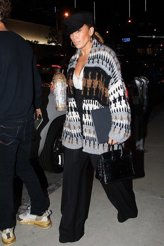 Jennifer Lopez  In   Brunello Cuccinelli  Cardigan Out in Hollywood