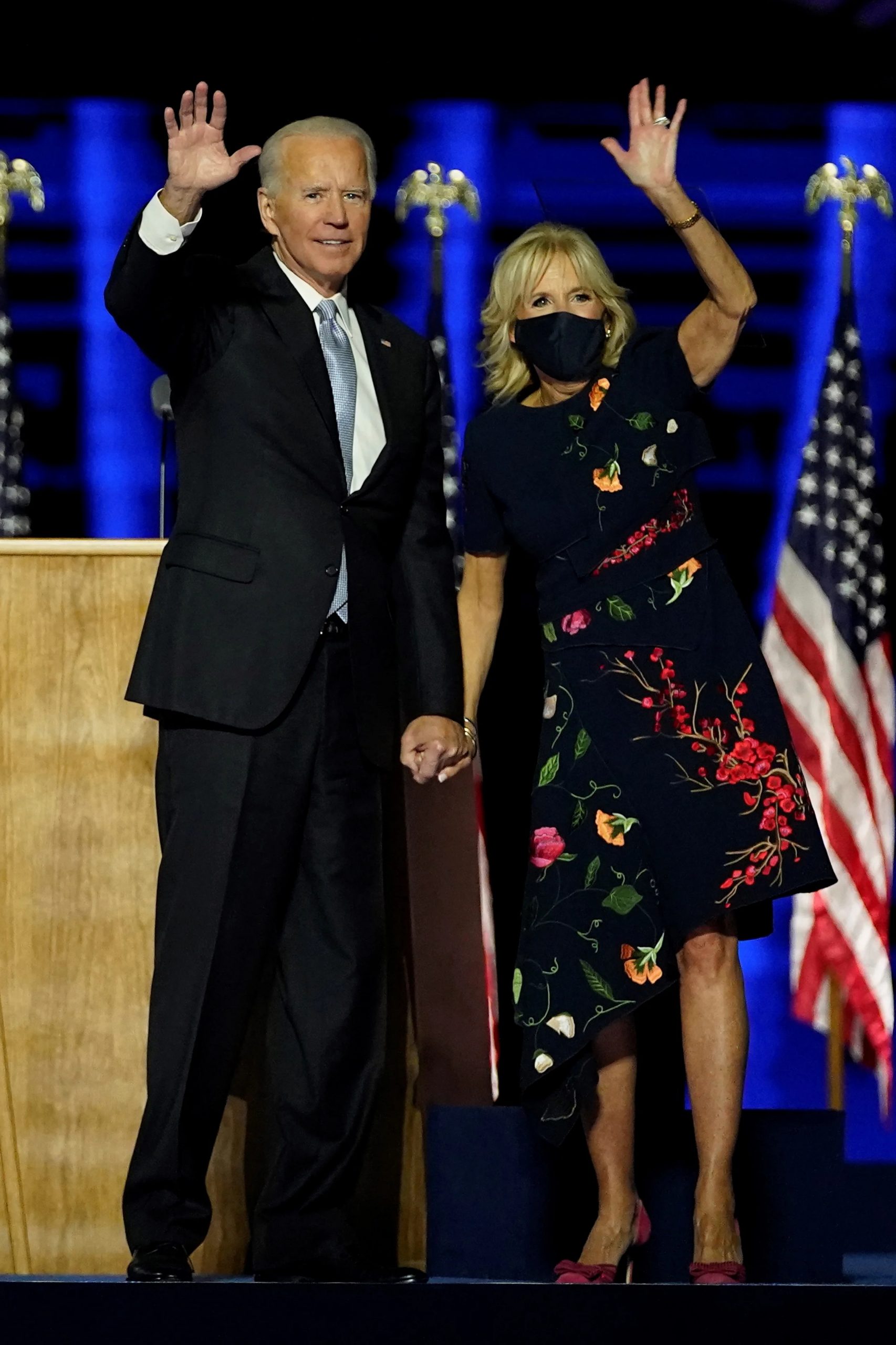Jill Biden  Wears  Oscar de la Renta  @ Joe Biden Presidential Victory Speech in Delaware