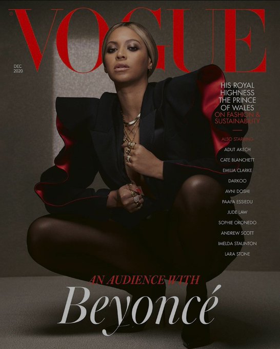 Beyonce Wearing Alexander McQueen Covers   British Vogue December 2020 Issue