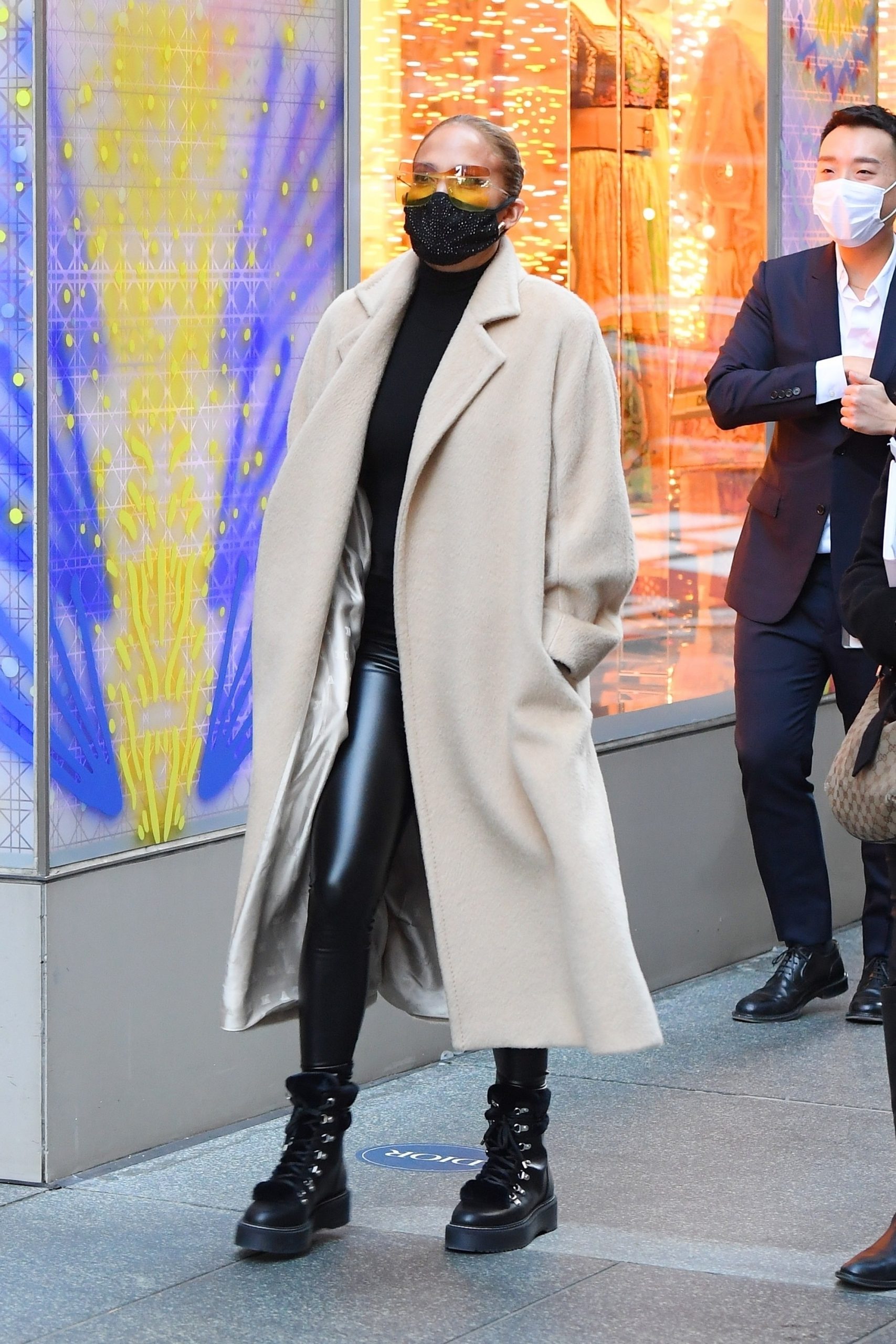 Jennifer Lopez  In Wool Coat Shopping at Dior December 8, 2020 In NY