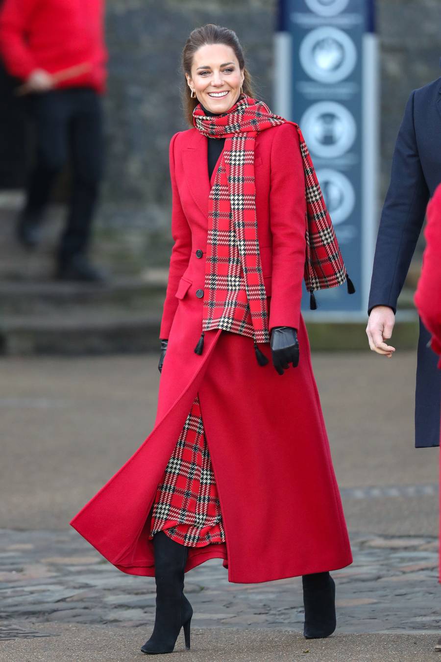 Kate Middleton  In  Red Alexander McQueen Coat  @ Cardiff Castle