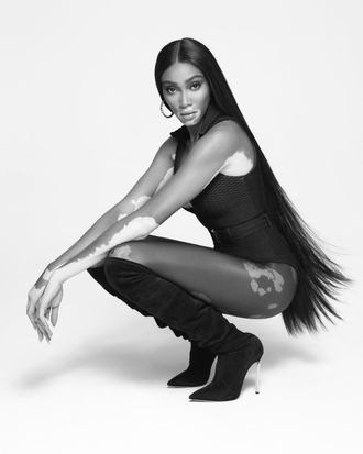 Winnie Harlow Poses As Global Ambassador For Paul Mitchell’s Campaign  In  CASADEI Boots