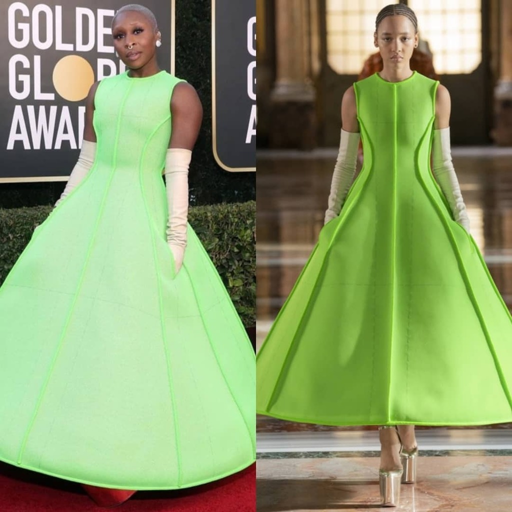 Cynthia Erivo Wore Valentino Haute Couture @ The 2021 Golden Globe Awards