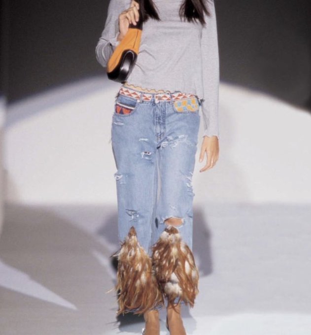 Rihanna In Gucci by Tom Ford S/S 1999 Feather & Beaded Jeans | Digital  Magazine