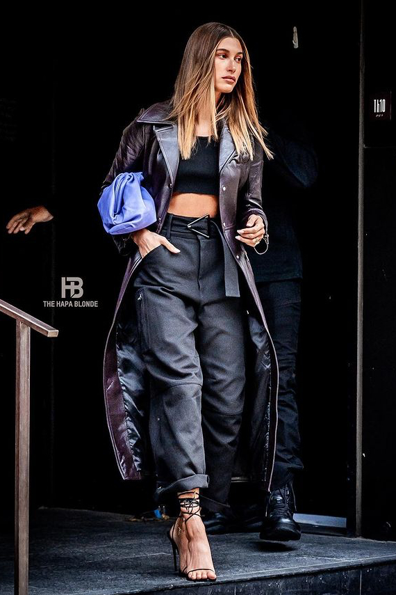 Hailey Bieber Wore Courreges  Leather Trench Coat @ New York City