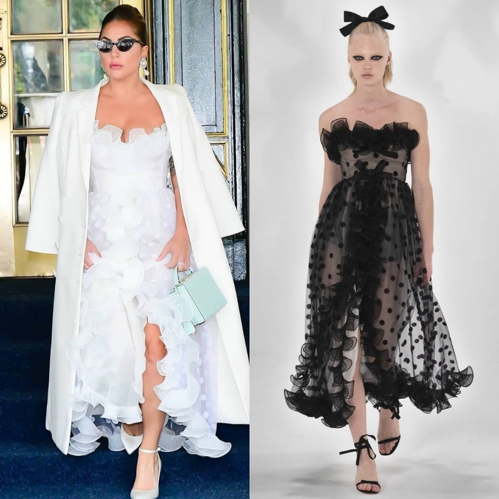 Lady Gaga Wears  Giambattista Valli Dress Out In New York