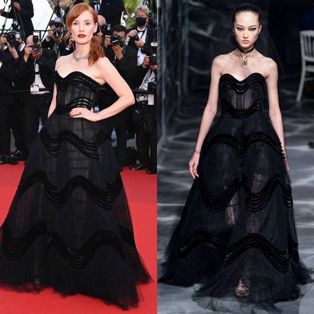 Jessica Chastain Wore Christian Dior Haute Couture @’Annette’  Premiere & Opening Ceremony Cannes Film  Festival