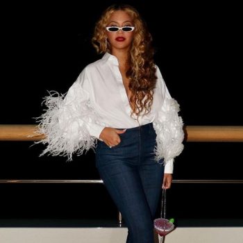 beyonce-knowles-wore-vaientino-feather-shirt-instagram-september-8-2021