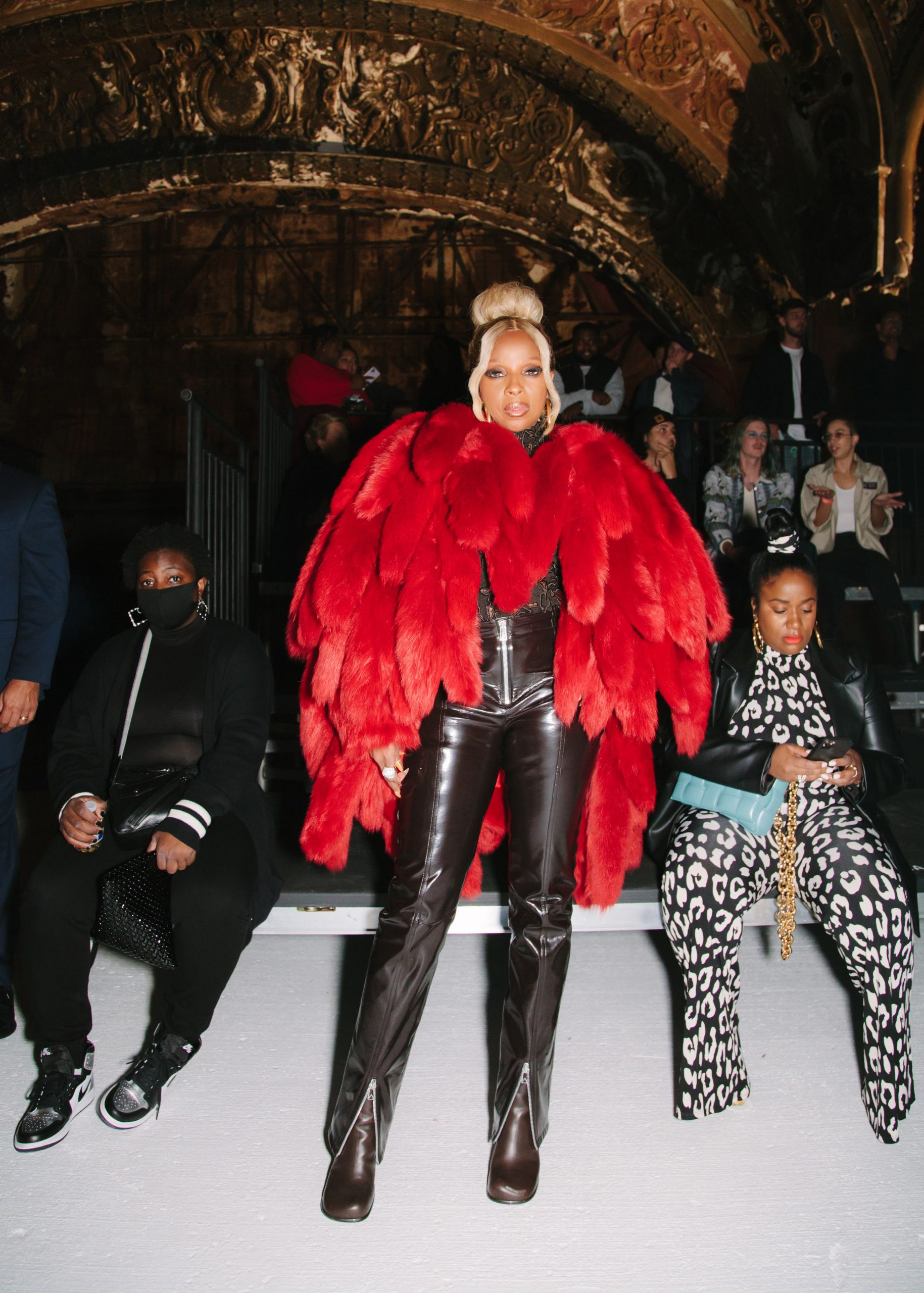 Mary J Blige Wore a Fiery Red Fur Coat to Bottega Veneta's Detroit Fashion  Show