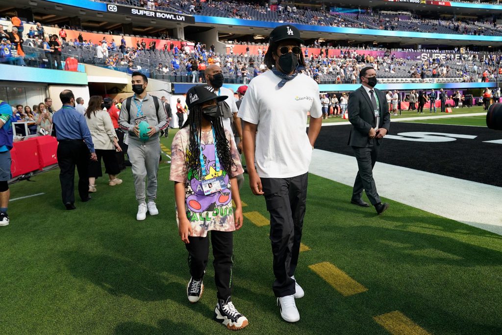 JayZ In Attendance Super Bowl 2022 with Blue Ivy