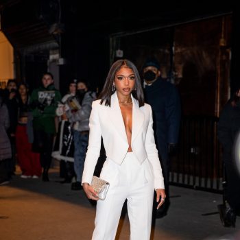 lori-harvey-wears-white-suit-michael-kors-collection-fall-winter-2022-runway-show
