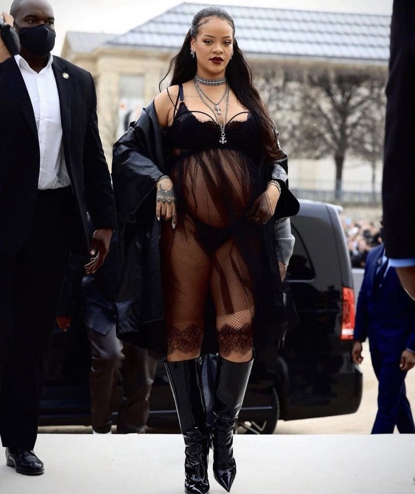 Rihanna Attends 2022 Dior Fashion Show Wearing Sheer Black Dior