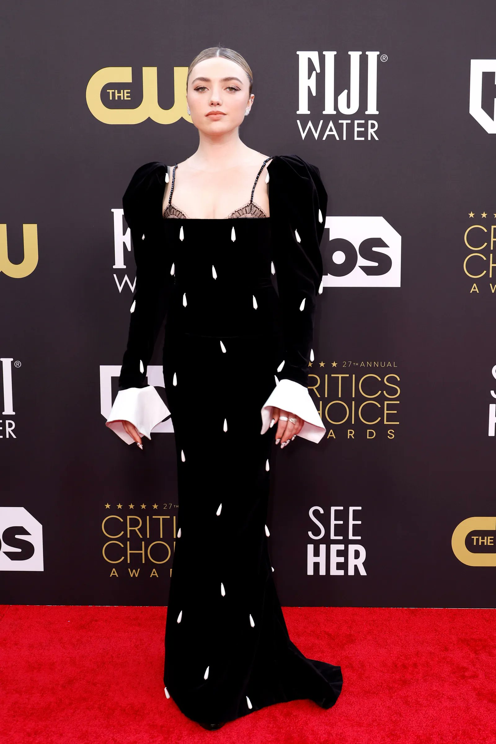 Peyton List wore  Yanina Couture  @ 2022 Critics Choice Awards in London