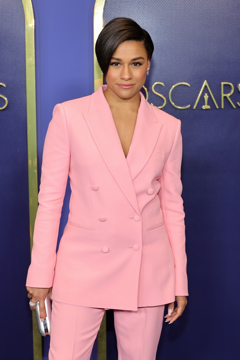 Ariana DeBose wore Pink BOSS Suit @ 2022 Oscars Nominees Luncheon in ...
