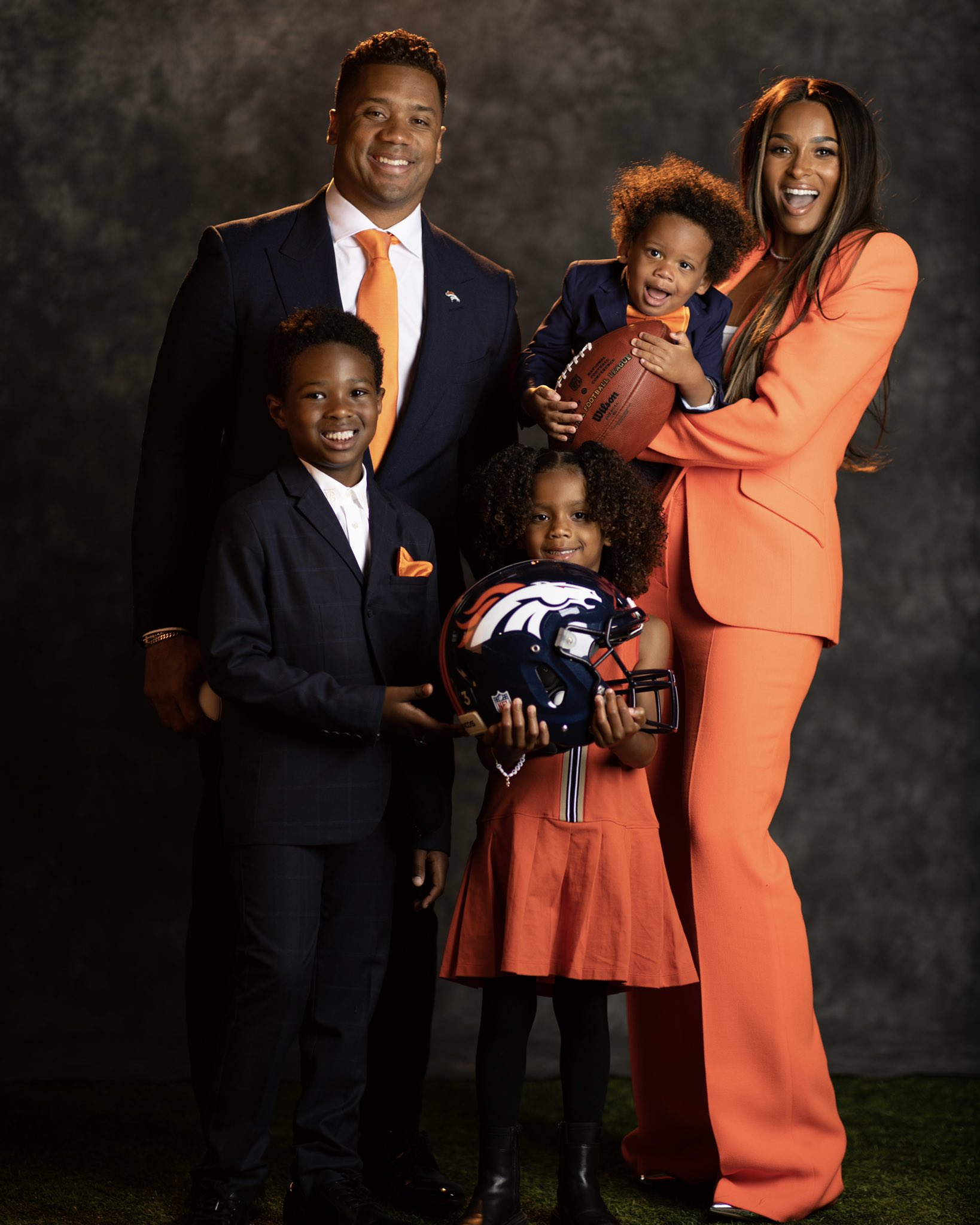 Ciara and Kids Rock Broncos Colors For Russell Wilson’s NFL Trade Signing