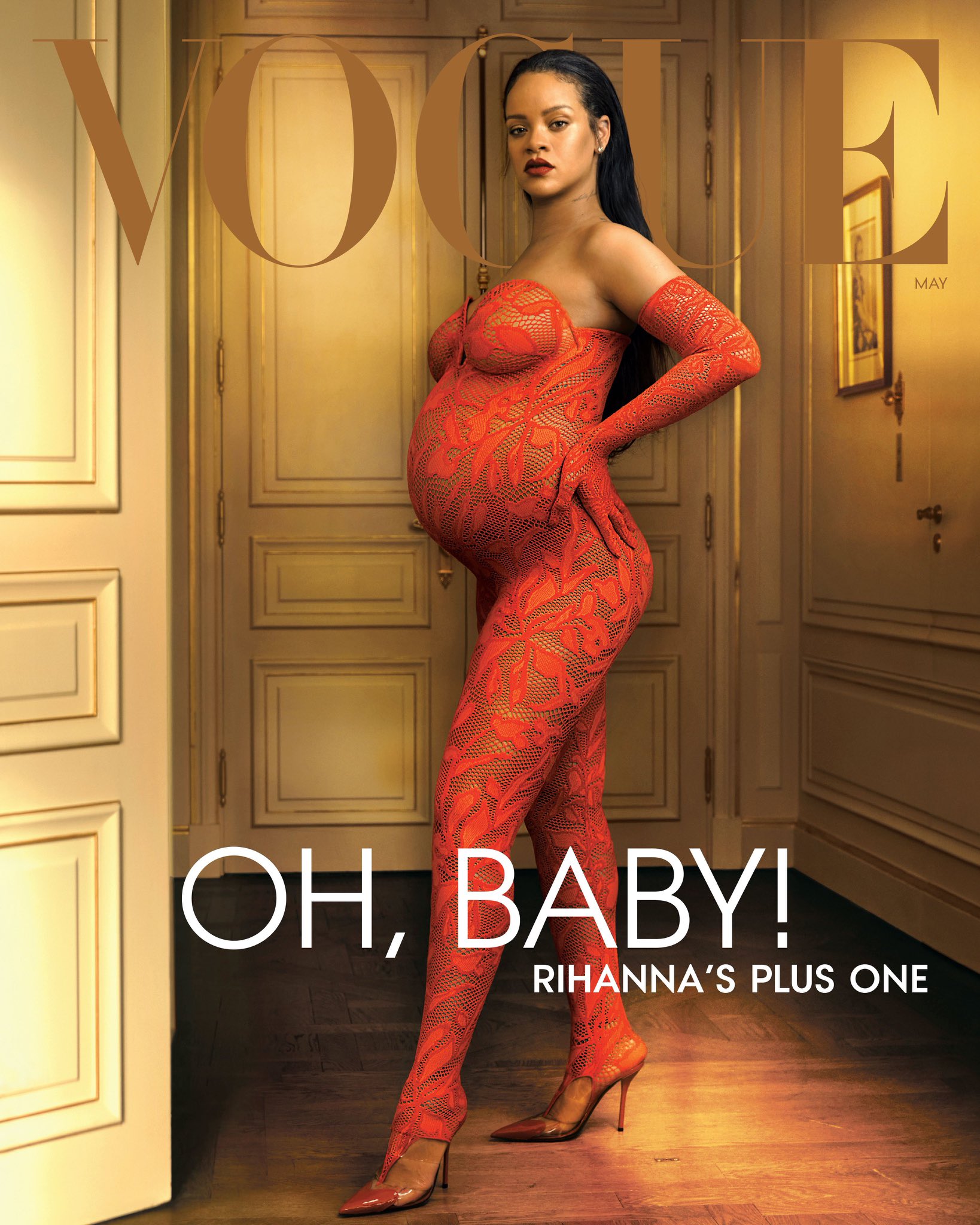 Rihanna wearing custom Alaïa  For Vogue US May ‘22