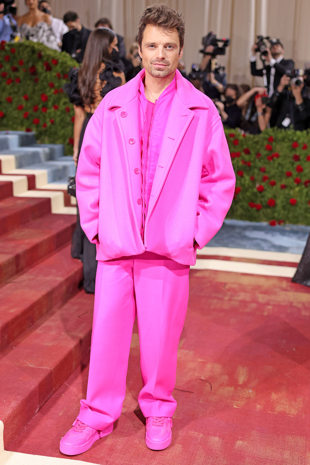 Sebastian Stan in Pink Valentino Suit @ Met Gala 2022 – Fashionsizzle