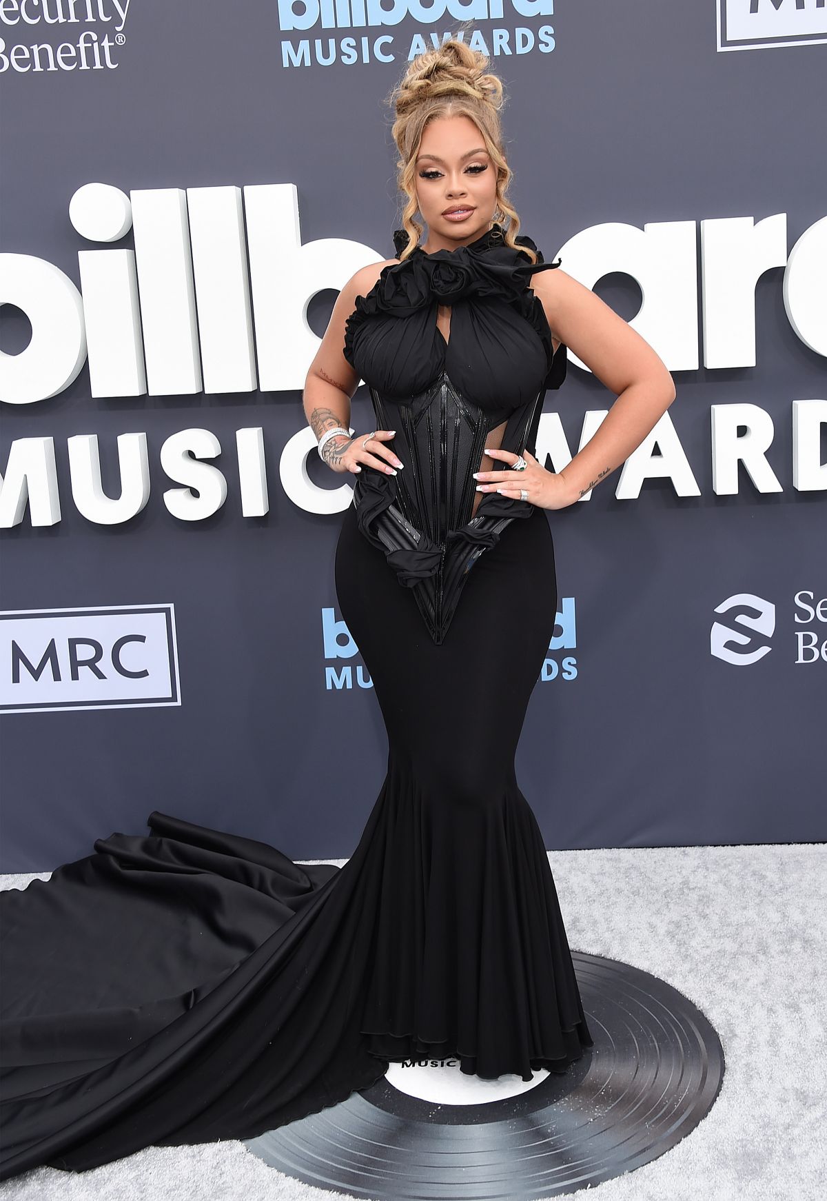 Latto  wore   black  Zigman gown @  2022 Billboard Music Awards
