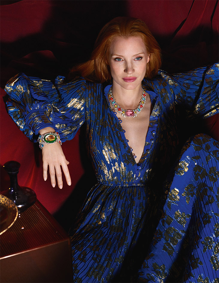 Jessica Chastain  Ad Campaign For GUCCI Hortus Deliciarum High Jewelry