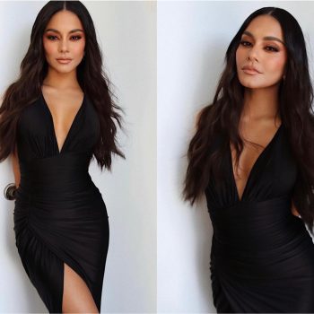 actress-vanessa-hudgens-wears-an-alexandre-vauthier-black-v-neck-gown-from-the-resort-2022-collection-in-photos-posted-to-her-instagram