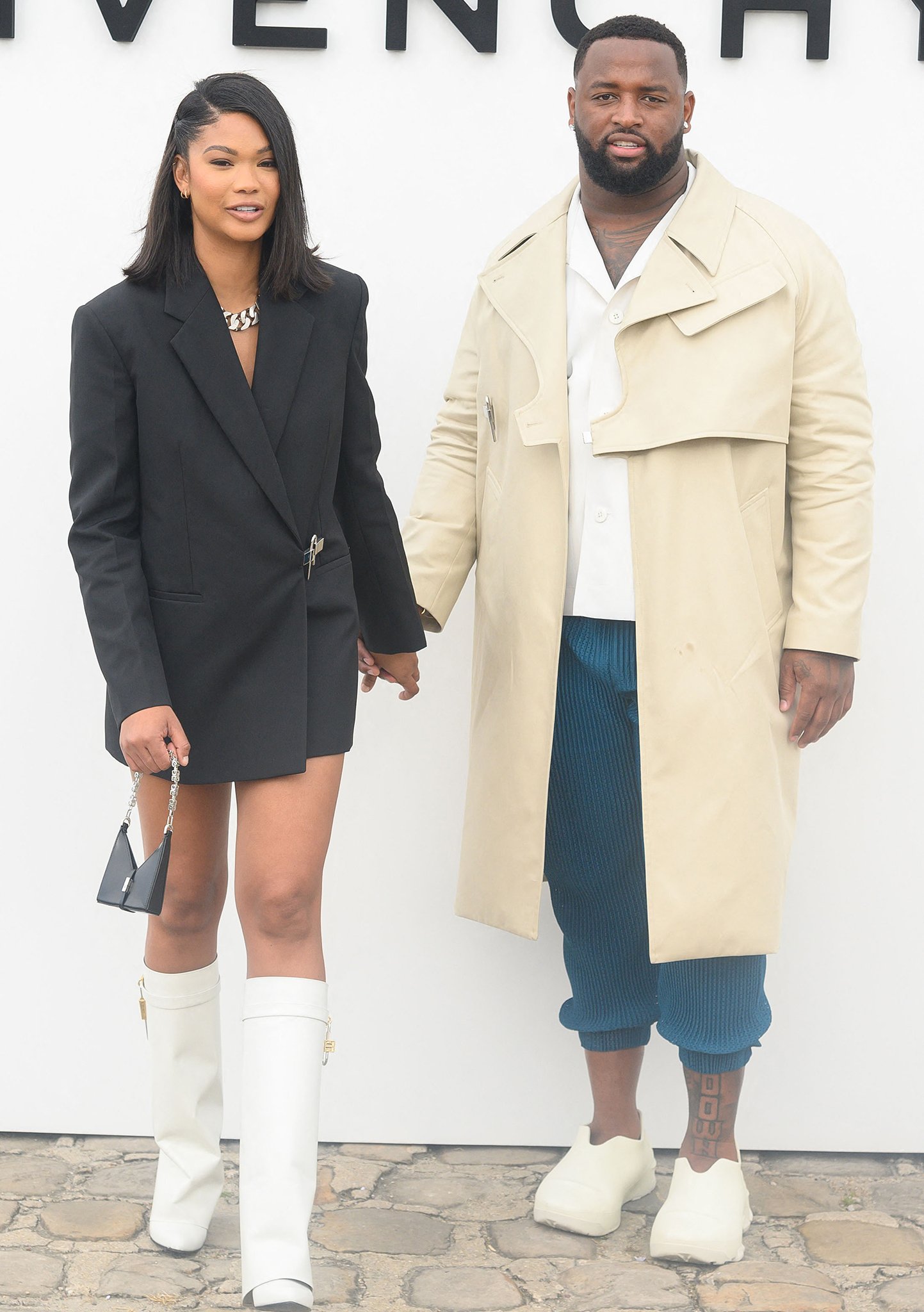 Chanel Iman & New Boyfriend Davon Godchaux @ Givenchy Menswear PFW Show