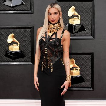 Dua– Lipa -Versace -bondage- dress -Grammys -2022