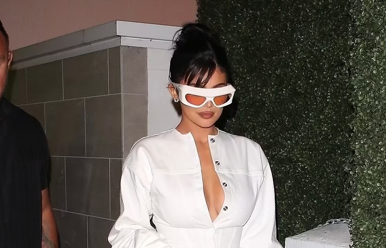 kylie-jenner-wearing-wore-white-denim-dress-her-kylie-cosmetics-launch-party-august-24-2022