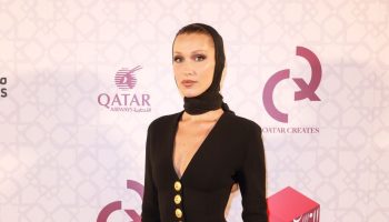 bella-hadid-wore-schiaparelli-opening-of-new-exhibition-baghdad-eyes-delight-during-qatar-creates-2022