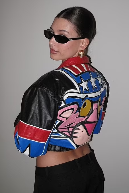 Hailey Bieber  wears Vintage Leather Jacket @ Instagram January 7, 2023