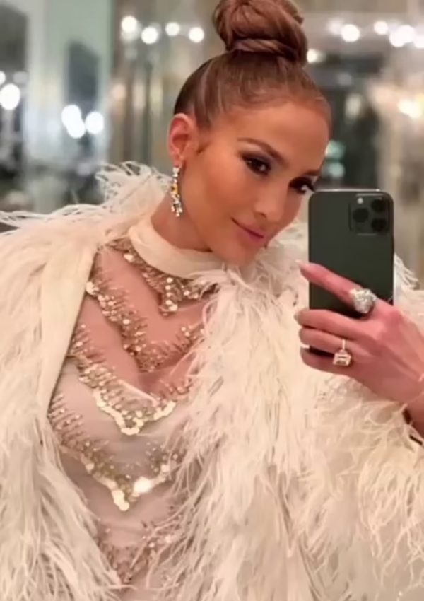 Jennifer Lopez wears Valentino Tulle Illusione Embroidered Dress @ Instagram January 29, 2023