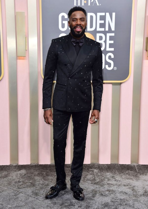 Coleman Domingo wore embellished black Dolce & Gabbana suit  @ Golden Globes 2023