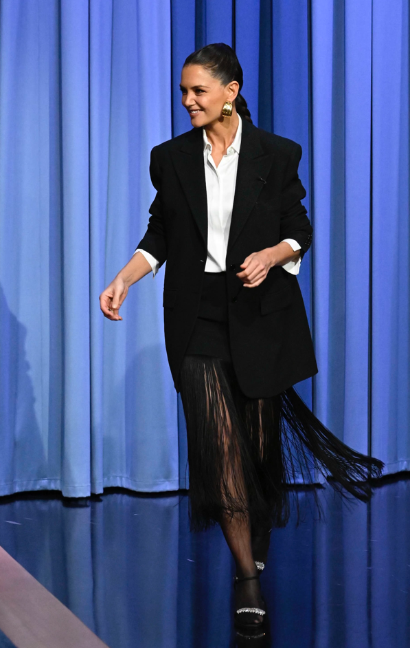Katie Holmes wore  Michael Kors Collection @ “The Tonight Show Starring Jimmy Fallon”