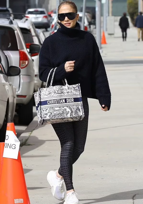 Jennifer Lopez  carries  Large Dior Book Tote Out in La.A on Feb.2.2023