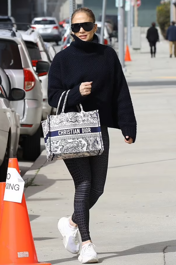 Jennifer Lopez carries Large Dior Book Tote Out in La.A on Feb