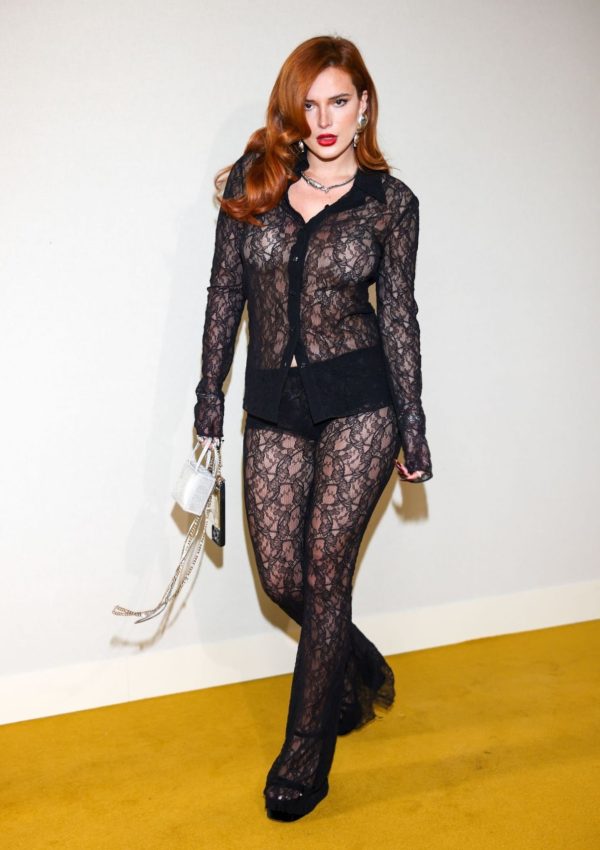 Bella Thorne  wears Sheer Outfit @ Philosophy Di Lorenzo Serafini Fall 23  in Milan