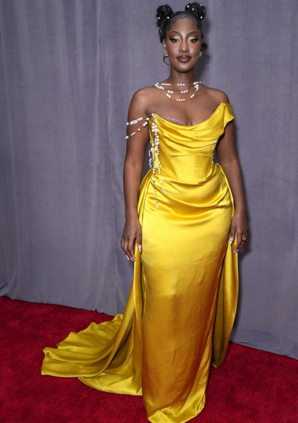 Tems wore Yellow Vivienne Westwood  Gown @ Grammys 2023