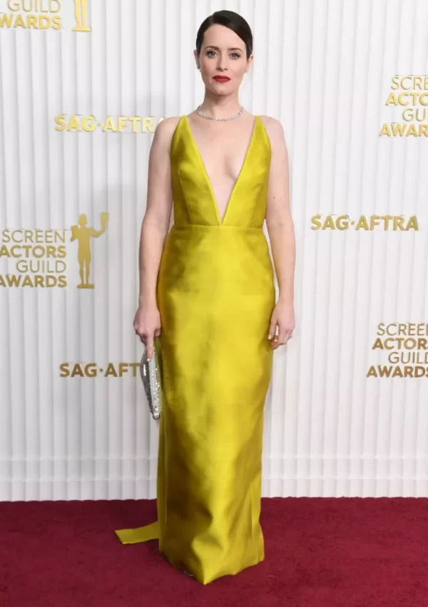 Claire Foy  wore yellow custom  Prada dress @ SAG Awards 2023